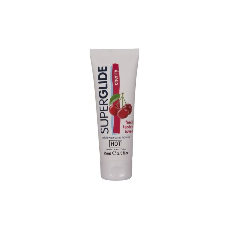 Hot - Superglide Lubrificante Comestível À Base De Água, Sabor Cereja 75 Ml