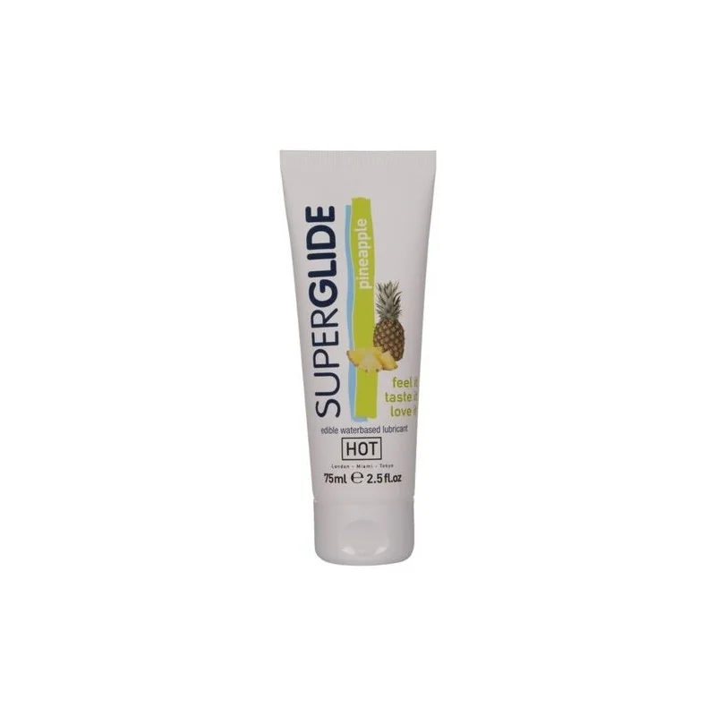 Hot - Superglide Lubrificante Comestível À Base De Água Com Sabor Abacaxi 75 Ml