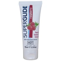 Hot - Superglide Lubrificante Comestível À Base De Água Com Sabor Framboesa 75 Ml