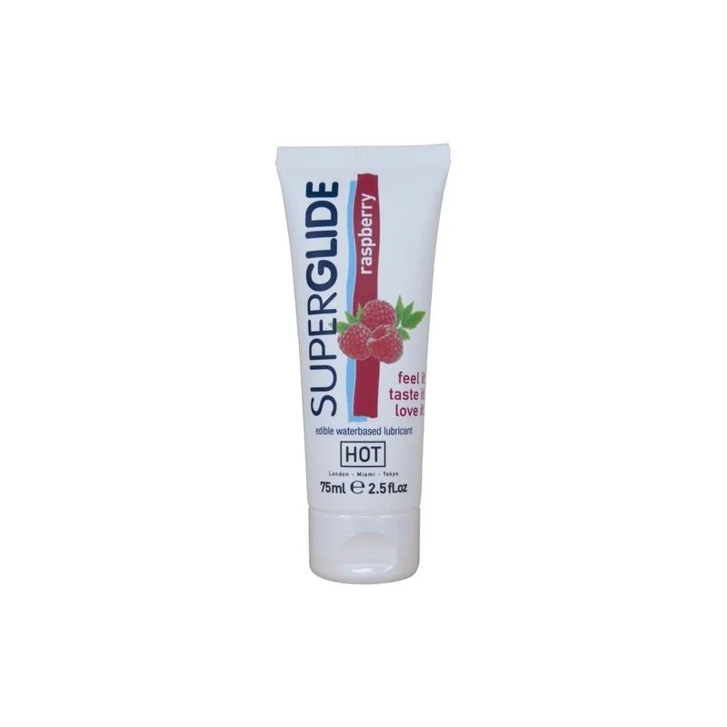 Hot - Superglide Lubrificante Comestível À Base De Água Com Sabor Framboesa 75 Ml