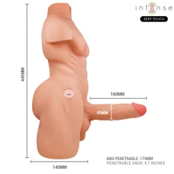 Intense Deep Touch - Torso Marty Com Ânus e Dildo Realista Com Função De Pressão e Vibração, Controle Remoto, 6,2 Kg