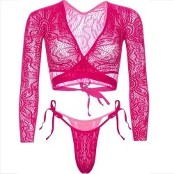 Leg Avenue - Top Crop Renda Com Tanga