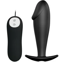 Pretty Love - Silicone Anal Plug Forma De Pênis e 12 Modos De Vibração Preto