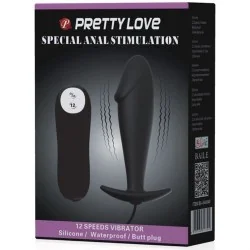 Pretty Love - Silicone Anal Plug Forma De Pênis e 12 Modos De Vibração Preto