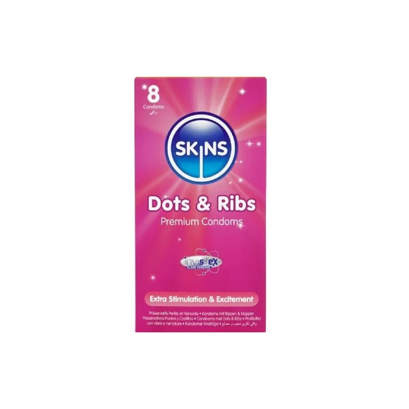 Skins - Dots & Ribs Premium Preservativos Pacote 8