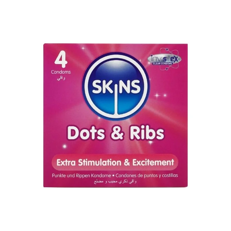 Skins - Dots & Ribs Premium Preservativos Pacote 4