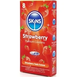 Skins - Preservativos Premium De Morango - Pacote Com 8
