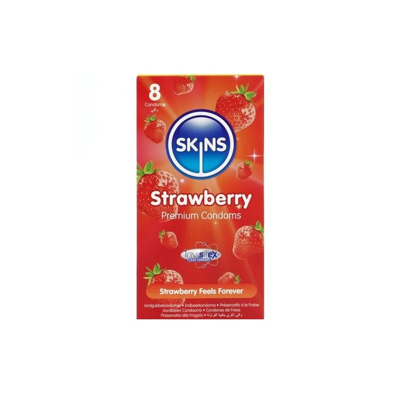 Skins - Preservativos Premium De Morango - Pacote Com 8