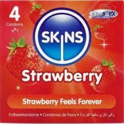 Skins - Pacote Com 4 Preservativos Premium De Morango