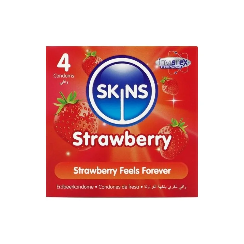 Skins - Pacote Com 4 Preservativos Premium De Morango