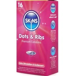 Skins - Dots & Ribs Premium Preservativos Pacote Com 16
