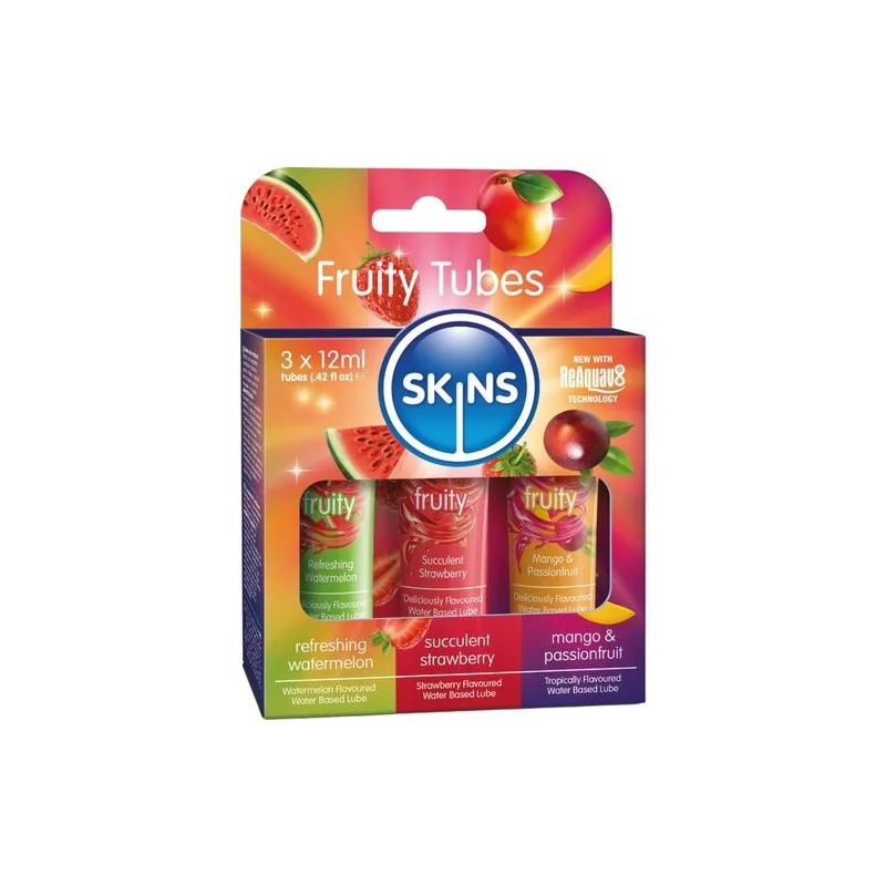 Skins - Kit De Lubrificantes Frutados: Melancia, Morango e Manga - 3 x 12 ML