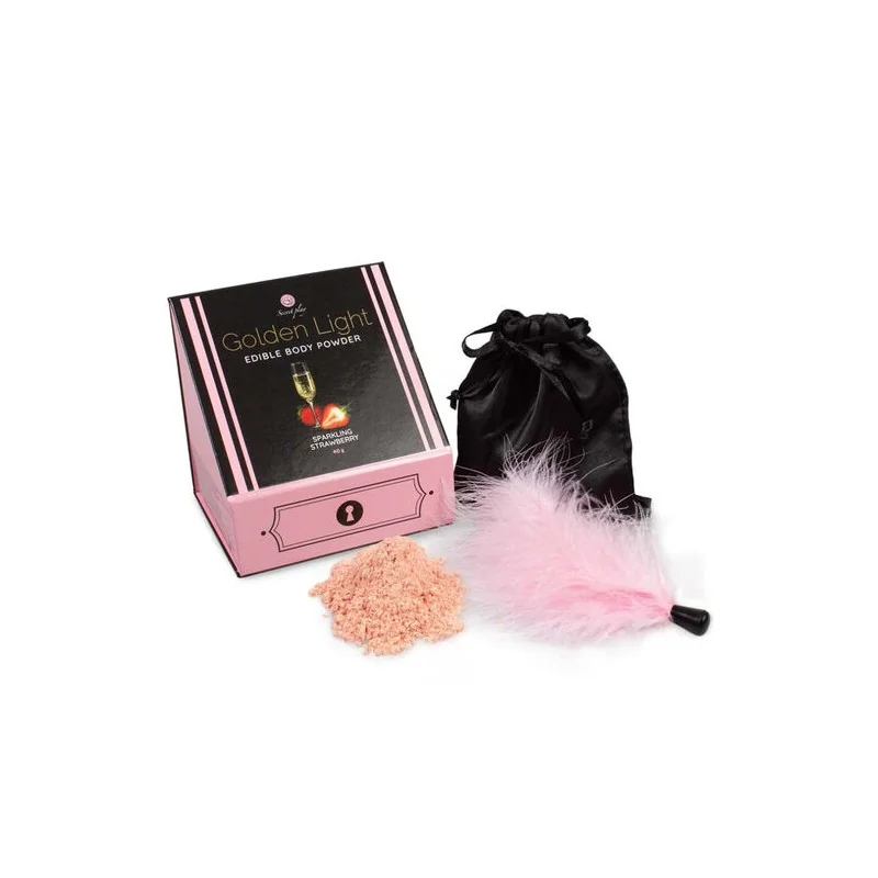 Secretplay - Kit Luz Dourada Espumante Pó Comestível De Morango E Pena