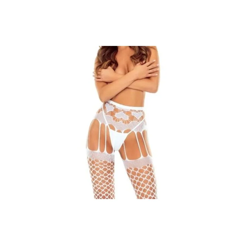 Passion - S031 Meia-Calça Branca De Rede Tamanho Único