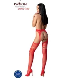 Passion - S026 Meia Vermelha Com Liga Tamanho Único