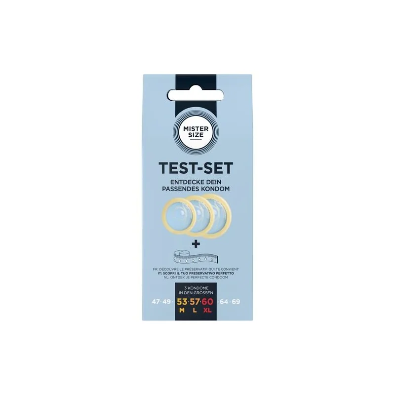 Mister Size - Kit De Teste Com 3 Preservativos De Tamanhos Diferentes + Fita Métrica