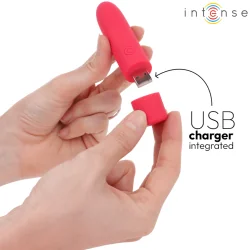 Intense- Symone USB Recarregável Vibratória Bullet 8 Vibrações Vermelho 10 x 2,2 Cm