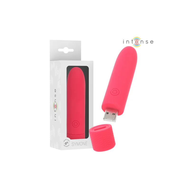 Intense- Symone USB Recarregável Vibratória Bullet 8 Vibrações Vermelho 10 x 2,2 Cm