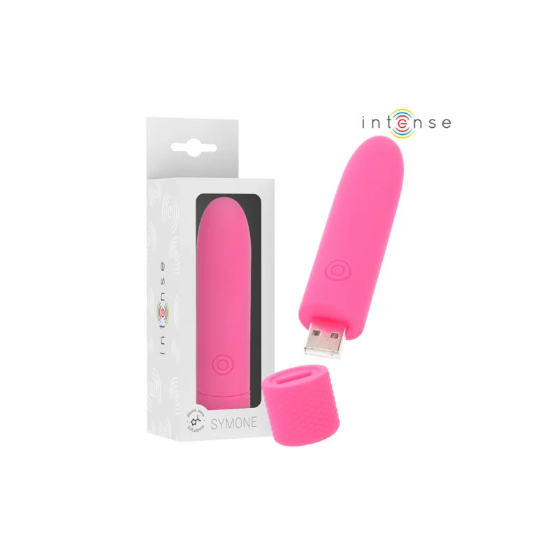 Intense - Symone USB Recarregável Vibratória Bullet 8 Vibrações Rosa 10 x 2,2 Cm
