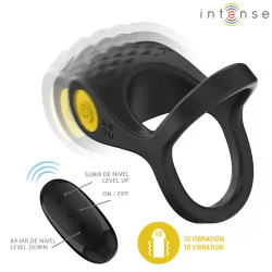 Intense - Alex Vibrador Anel Duplo Pénis 10 Vibrações Preto