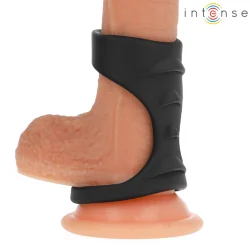 Intense - Theo Anel De Silicone Duplo Para Pénis Modelo 3 Preto