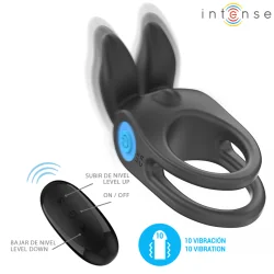 Intense - Sam Vibrador Anel Duplo Pénis 10 Vibrações Preto