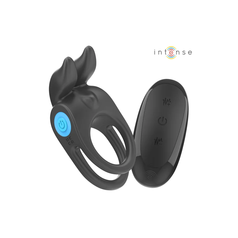 Intense - Sam Vibrador Anel Duplo Pénis 10 Vibrações Preto
