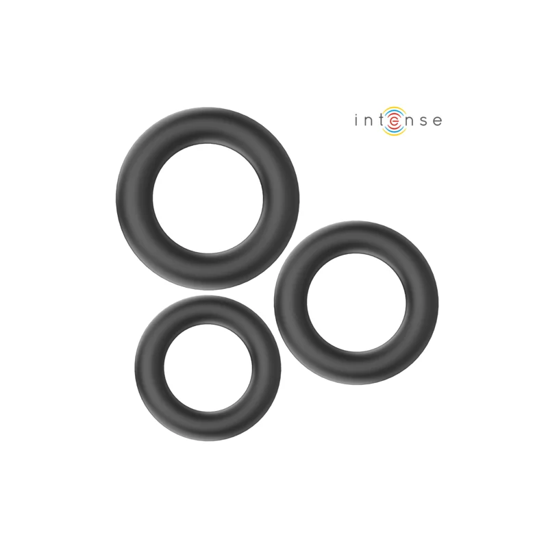 Intense - Hugh 3 Anéis De Silicone Básicos Pretos