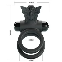 Pretty Love - Anel Vibrador Duplo Com Estimulador Preto