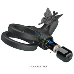 Pretty Love - Anel Vibrador Duplo Com Estimulador Preto