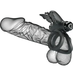 Pretty Love - Anel Vibrador Duplo Com Estimulador Preto