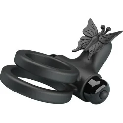 Pretty Love - Anel Vibrador Duplo Com Estimulador Preto