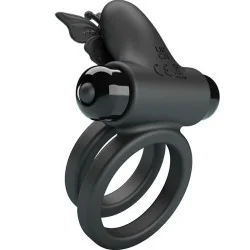 Pretty Love - Anel Vibrador Duplo Com Estimulador Preto