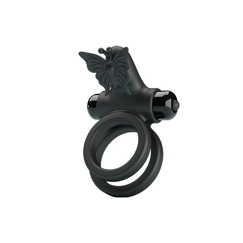Pretty Love - Anel Vibrador Duplo Com Estimulador Preto