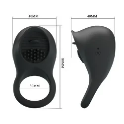 Pretty Love - Anel Para Penis Vibrante Com Lingua Preta