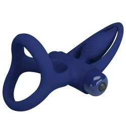 Pretty Love - Mat Anel Duplo Com Vibrao E Estimulador Azul