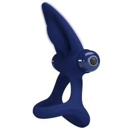 Pretty Love - Mat Anel Duplo Com Vibrao E Estimulador Azul