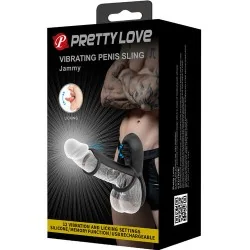 Pretty Love - Bainha De Penis Jammy 12 Vibrações Com Língua De Silicone Recarregável