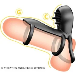 Pretty Love - Bainha De Penis Jammy 12 Vibrações Com Língua De Silicone Recarregável
