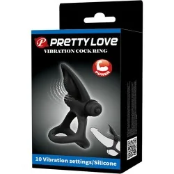Pretty Love - Anel Vibrante 10 Vibrações Silicone Preto