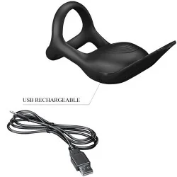 Pretty Love - Silas Anel Para Pênis Vibrante 7 Vibrações Silicone Preto