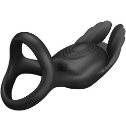 Pretty Love - Silas Anel Para Pênis Vibrante 7 Vibrações Silicone Preto