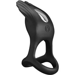 Pretty Love - Silas Anel Para Pênis Vibrante 7 Vibrações Silicone Preto