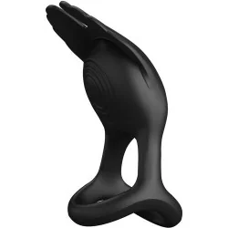Pretty Love - Silas Anel Para Pênis Vibrante 7 Vibrações Silicone Preto