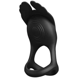 Pretty Love - Silas Anel Para Pênis Vibrante 7 Vibrações Silicone Preto