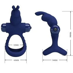 Pretty Love -  Luchito Anel Vibrante Duplo Coelho Azul