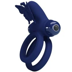 Pretty Love - Jamele Anel Duplo Com Estimulador De Vibrao E Borboleta Azul
