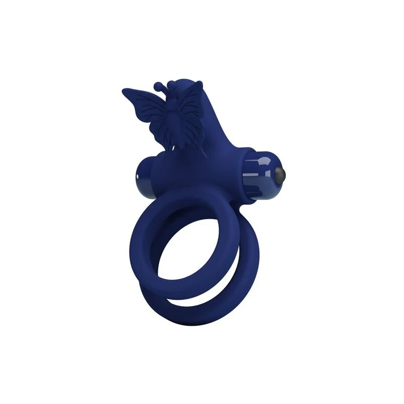 Pretty Love - Jamele Anel Duplo Com Estimulador De Vibrao E Borboleta Azul