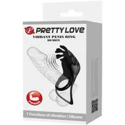 Pretty Love - Anel Vibrador Ruben 7 Vibrações Silicone Preto