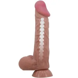 Pretty Love - Série Sliding Skin Dildo Realístico Com Ventosa Deslizante Pele Marrom 24 Cm